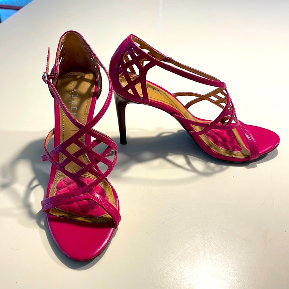 Never worn Ralph Lauren pink heeled sandals